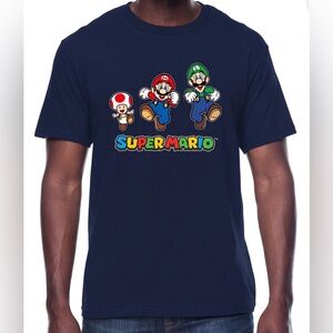Nintendo Super Mario Men’s Graphic Crewneck Navy T-Shirt